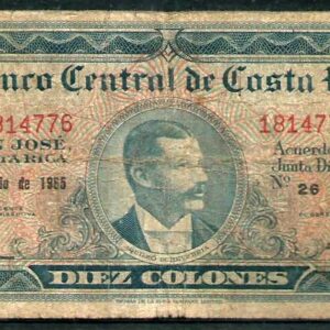 Costa Rica, 10 colones Serie B, 09/06/1965
