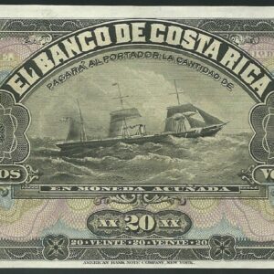 Banco de Costa Rica - Veinte Pesos S-165r (Barco)