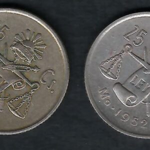 México - 25 centavos (1951-1952) plata