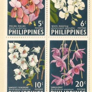 Filipinas - Orquídeas block de 4 (1962)
