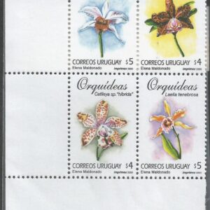 Uruguay - Orquídeas (2000) bloque de 4 (muy escaso)